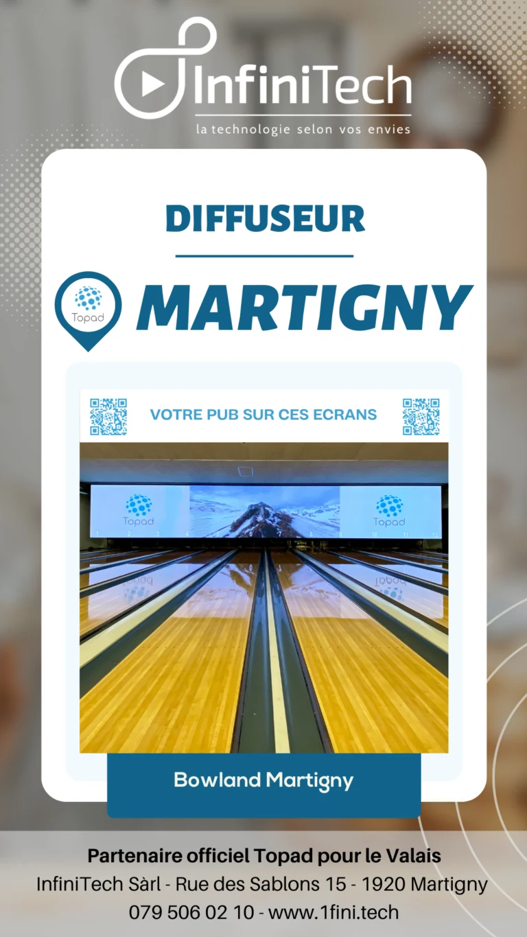 Écran publicitaire Topad installé chez Bowland