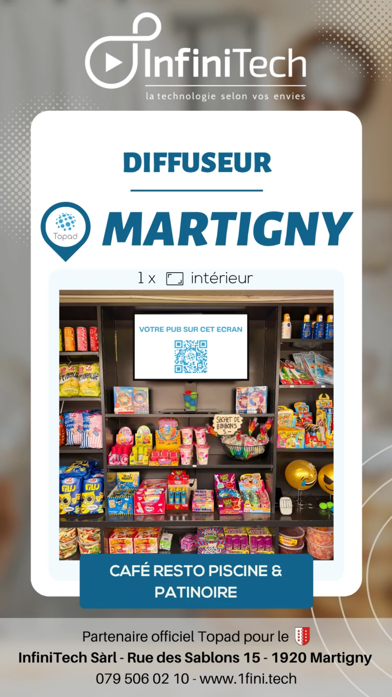 Écran Topad installé à la piscine de Martigny